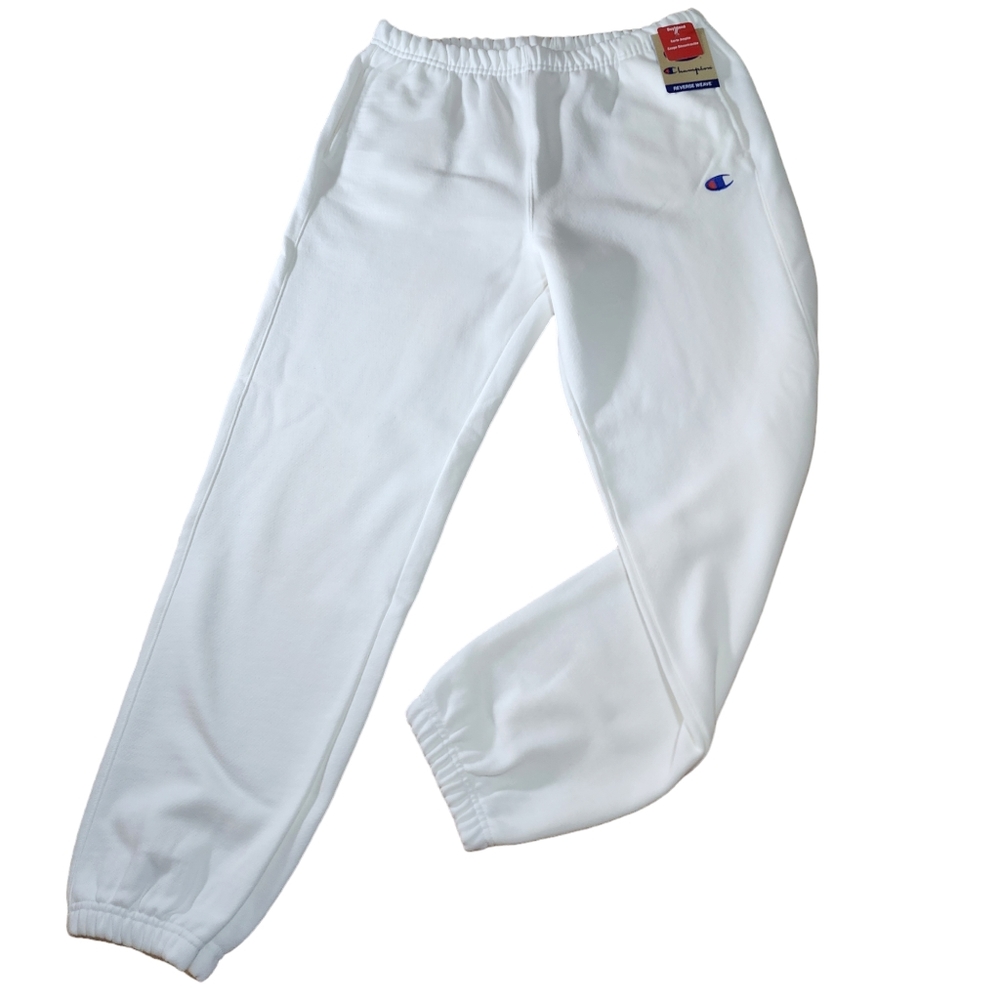 Women's Champion Boyfriend Reverse Weave White Sweatpants Sz Large NWT - Picture 2 of 8